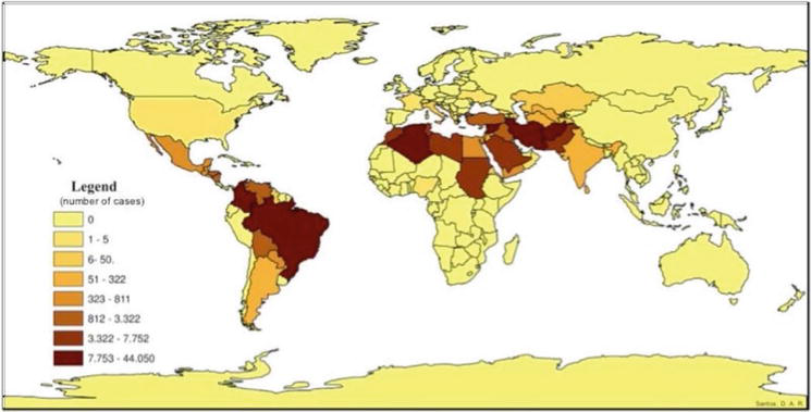 Distributie cutane leishmaniasis