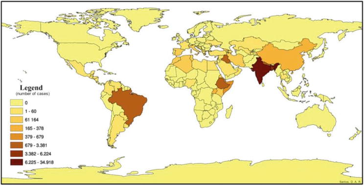 Distributie viscerale leishmaniasis