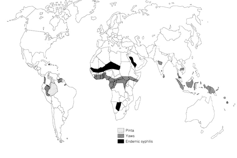 Verspreidingsgebied van Framboesia tropica